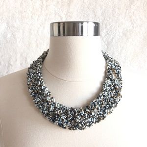 Multi Colored Beaded Braided Statement Necklace